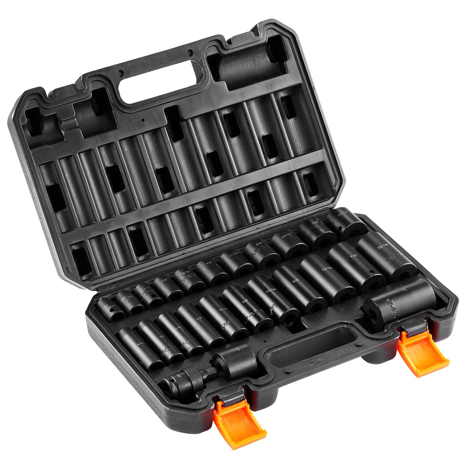 Impact Sockets Set 25pcs 6-Point 3/8in Drive Bit Ratchet Tool Kit Case_voghion.com